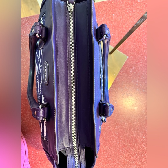 Coach Legacy Leather Purple Zebra Print Candace Carryall Purse Satchel LIKE NEW - Picture 7 of 11